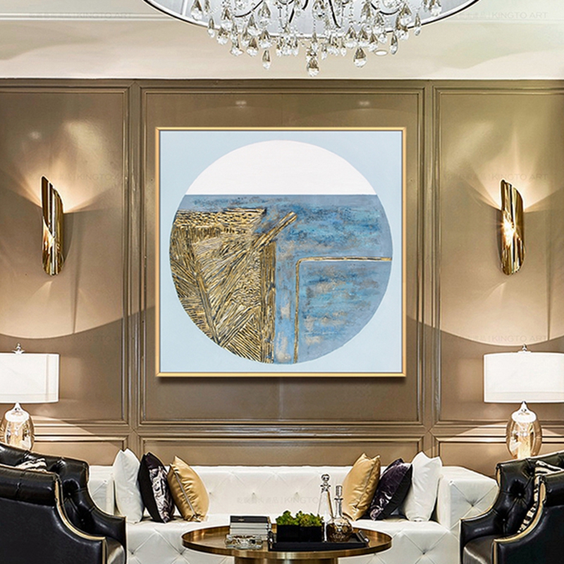 抽象客廳裝飾畫 臥室原創(chuàng)純手繪抽象畫 走廊過道鋁合金框掛畫 抽象畫3