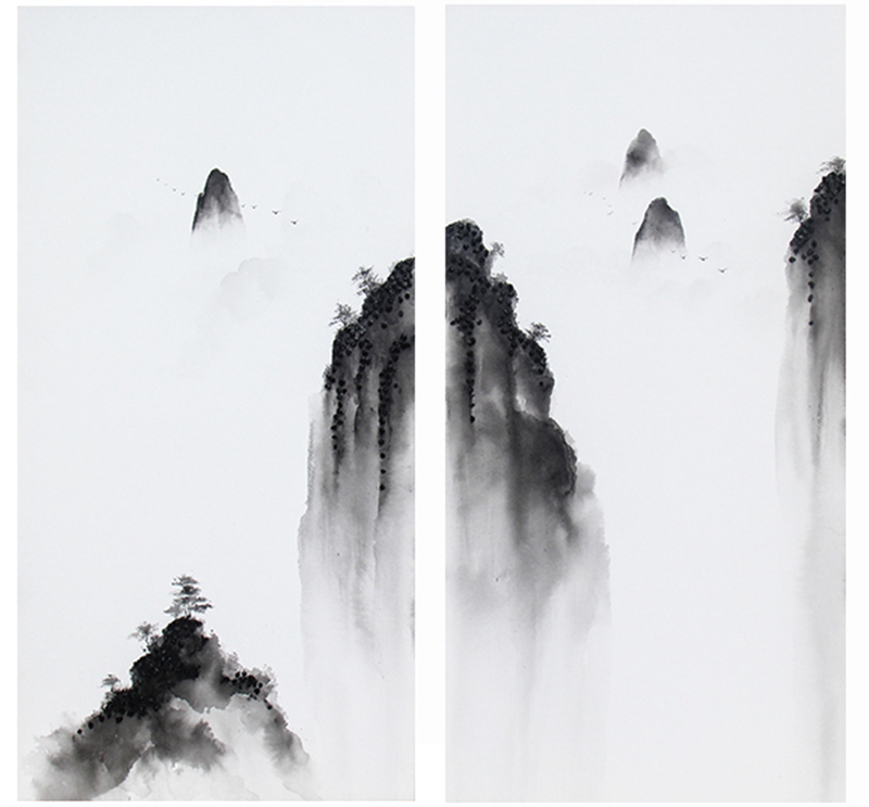 新中式客廳裝飾畫 書房原創(chuàng)純手繪畫 玄關(guān)環(huán)保PS框掛畫 遠(yuǎn)山